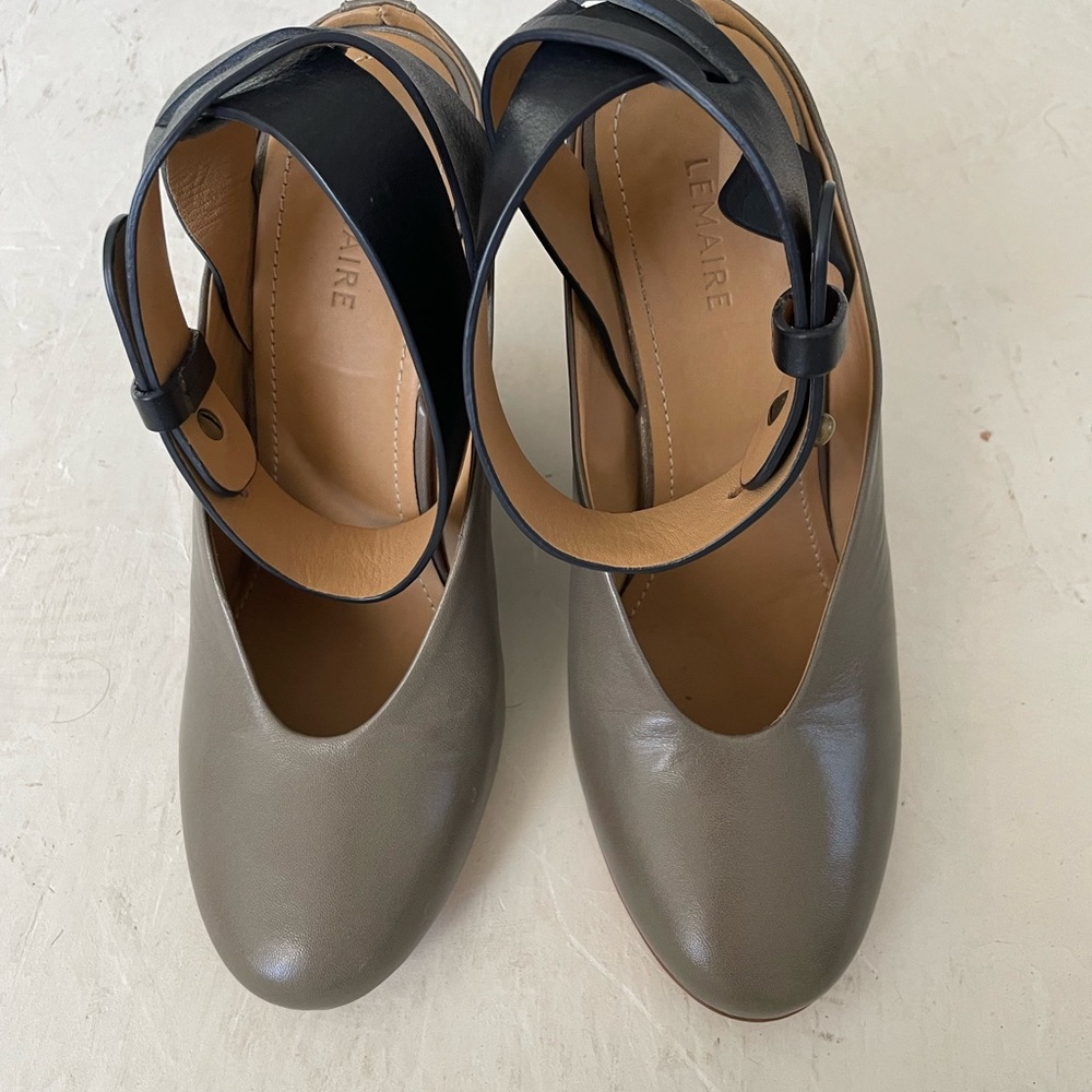 Lamaire Taupe leather wedges